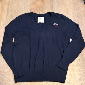 Hollister Navy Blue V-Neck Sweater